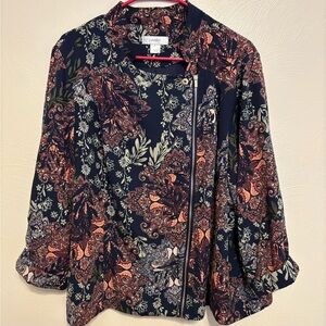CJ Banks Floral Paisley Zip Front Jacket Blazer Women’s 2X